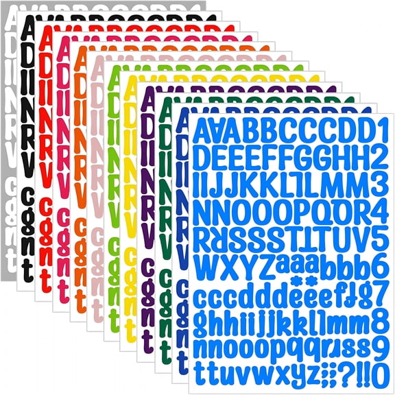 CCOCC Letter Stickers, 12 Sheets Alphabet Sticker, Vinyl Letters, Mailbox Numbers, Self Adhesive Sticks for Scrapbook, Graduation Cap, Water Bottle, Windows, 1 inch Multicolor Stick