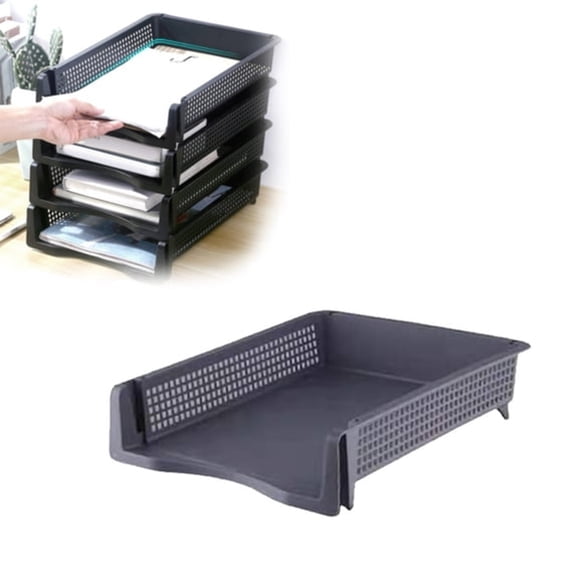CCOCC Letter Tray Desk Organizer, Stackable Paper Organizer for Home & Office, Durable Plastic Paper Tray for Desk, A4 & Letter-Size Document Holder, 1 Pcs, 12.8x9.84x2.16"