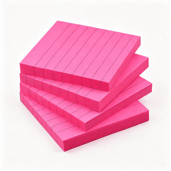 CCOCC Lined Sticky Notes 3X3 In,Self-Adhesive,4 Pads,90 Sheets Each(Rose Red)|Strong Self-Adhesive Backing,Sticks Firmly and Removes Cleanly Strong Self-Adhesive Pink Sticky Notes