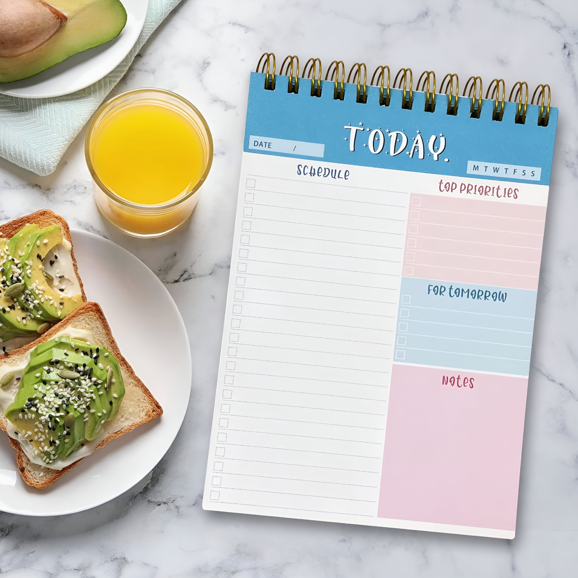 CCOCC To Do List Notepad, Spiral Bound Undated Daily Planner, 52 Sheets ...