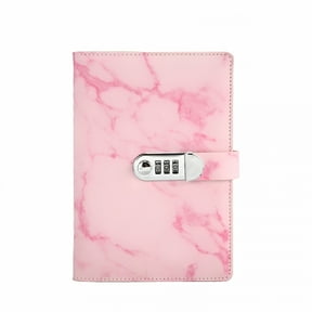 CCOCC Lock Notebook, 6 x 8.6 Inch Ruled Journal with Password, Creative Student Diary, Premium Stationery Notepad with Elastic Band and Back Pocket for School, Note-Taking, and Organization, Pink