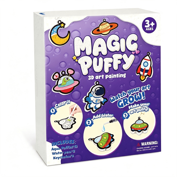 CCOCC Magic Foam Texture Painting Kit-3D Art Craft Paint Kit,15 Mess-Free Paint by Number Craft for Kids (Space and Planets) Magic Foam Texture Painting Kit Magic Puffy Paint Kit