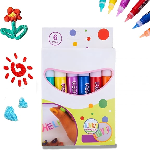 CCOCC Magic Puffy Pens,6 Colors Puffy Magic Markers,Print Bubble Pen Puffy 3D Foam Texture Magic Pen,Magic Colour Diy Bubble Popcorn Drawing Pens,For Arts&Crafts Supplies