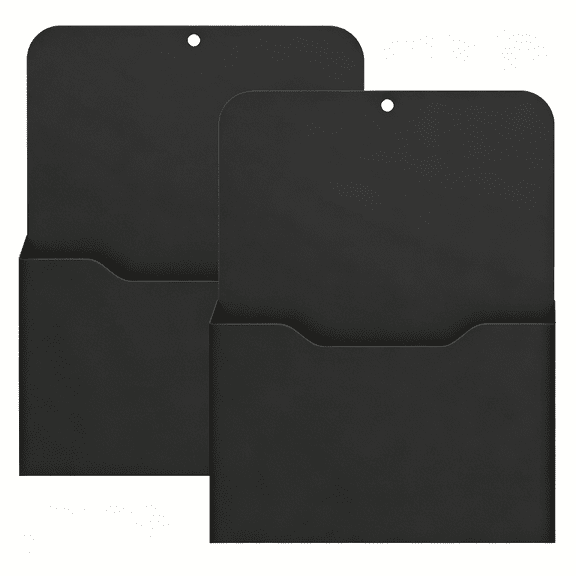 CCOCC Magnetic File Holder, A4 Large Size Refrigerator Storage Organizer Magnet Pencil Cups Marker Paper Letter Pen Holder Stationery Supplies for Classroom Office Home, 2 Pack, Black