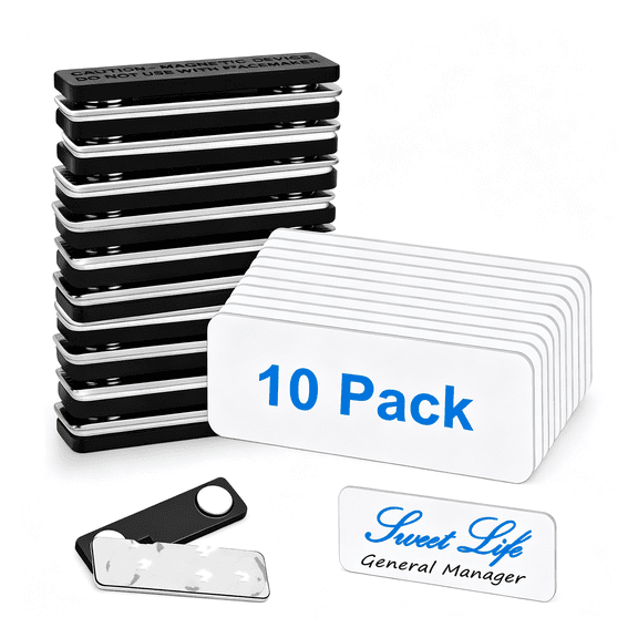 CCOCC Magnetic Name Tags, 10-Pack Engravable Name Badge with Magnetic Backing, Reusable Name Tags Name Tag(1" X 3")
