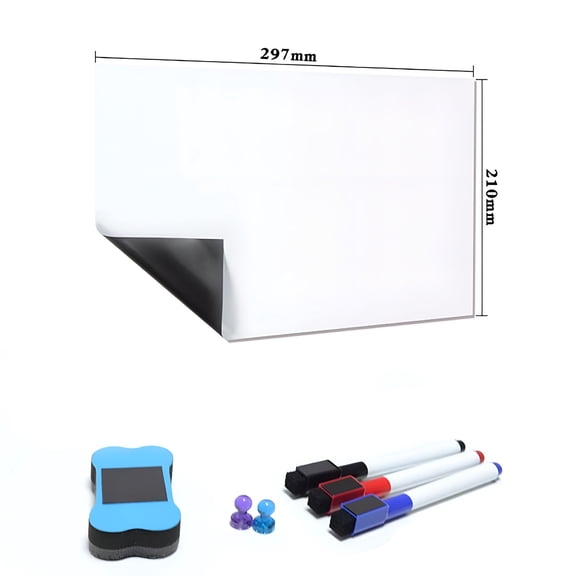 CCOCC Magnetic Whiteboard for Fridge,11.7 X 8.3 Inch Small Magnetic Dry Erase Board for Fridge,Magnet White Board Sheet for Refrigerator Locker Kitchen,Include 3 Color Markers,1 Eraser