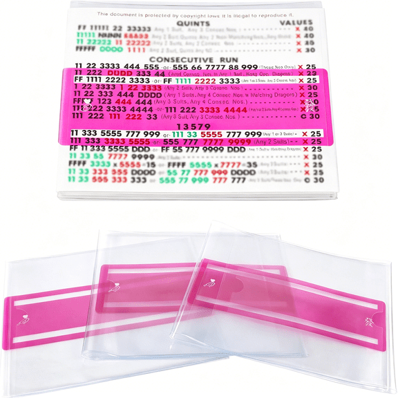 CCOCC Mahjong Card Sleeve Positioning Set (4Pcs Mahjong Card Sleeve and 4Pcs Line Finder), Use together to Protect Your Mahjong Cards and Quickly Identify Winning Combinations During Gameplay