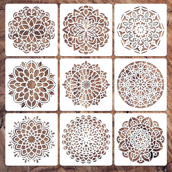 CCOCC Mandala Stencils for Painting,4 " for Wall Decor Furniture Crafts | Reusable & Easy to Clean,Boho Rangoli Patterns,Large Pattern Layouts,Canvas Accents,Painted Boards,Beginner Friendly