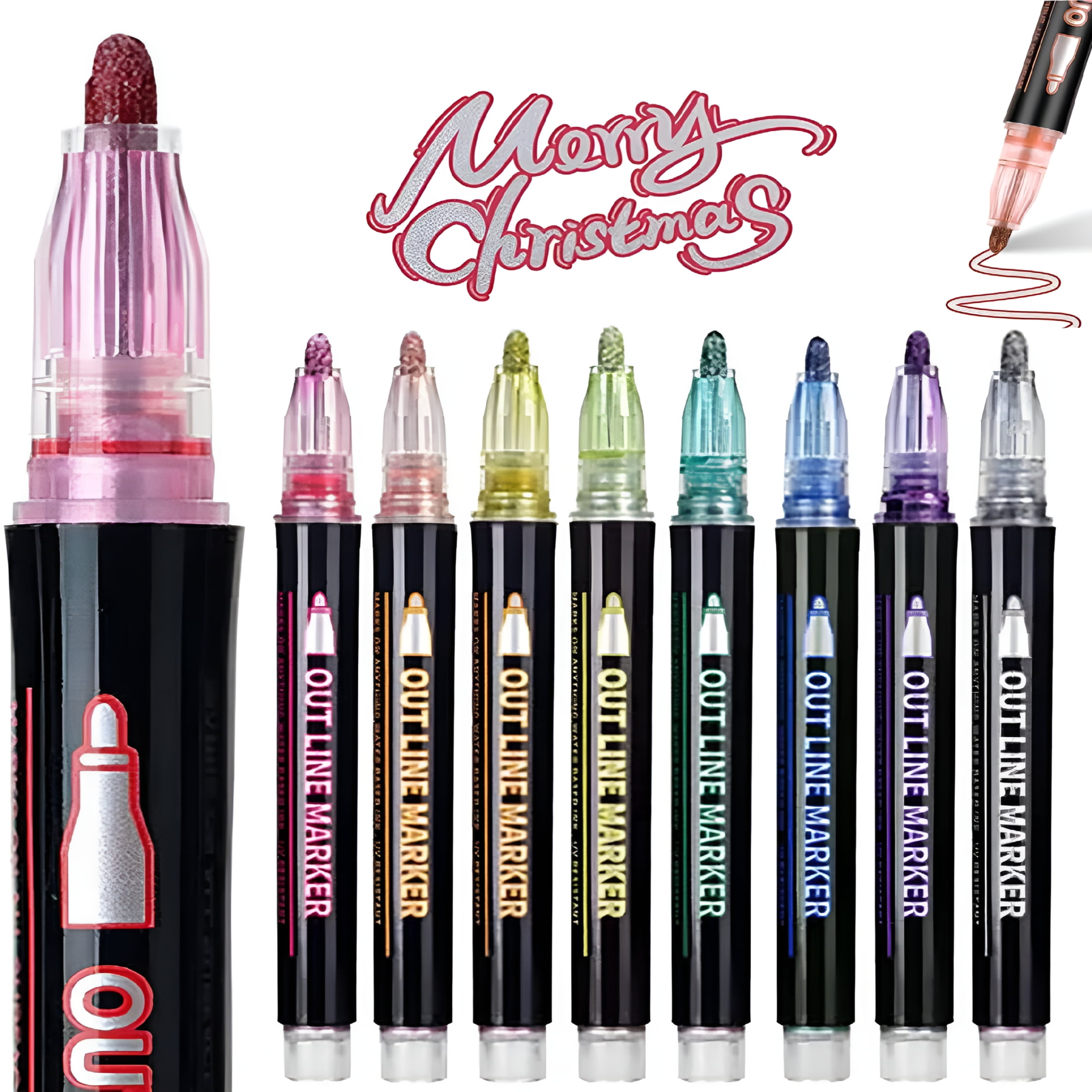 CCOCC Marker Pen for Highlight 8/12 Colors Outline Markers Metallic ...