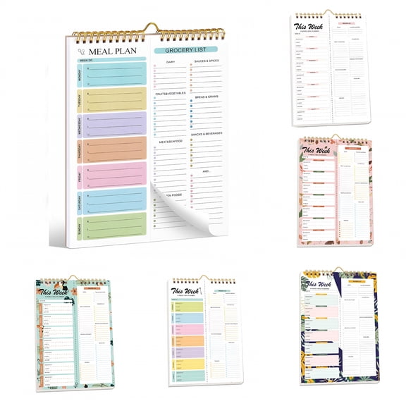 CCOCC Meal Planner Notebook,Weekly Meal Planner for fridge,Double Helix Meal Planner & Grocery List,Wall-Mountable Menu Planner,Meal Planning Notepad,Grocery List Notepadnbsp