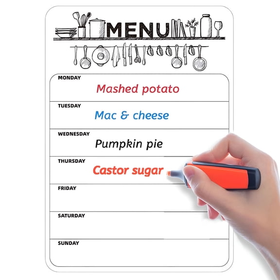 CCOCC Menu Board Weekly Planner,Magnetic Memorandum Meal Planner Shopping List,A4 To Do List,Menu White Board For Refrigerator,Reusable Dry Wipe Calendar,Ideal For Notes