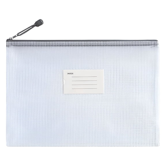 CCOCC Mesh Zipper Pouch,A4 Letter Size,Clear Zipper Bags,Document Bag,Plastic Zip File Folders,for Organizing,for Office Supplies(Gray)