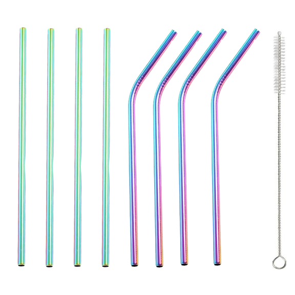CCOCC Metal Straws Reusable,Trendy Colorful Stainless Steel Straws,Mirror-Finish Stainless Steel Straws,Portable One-Piece Metal Straws for Eco-Friendly Drinks,Multicolor