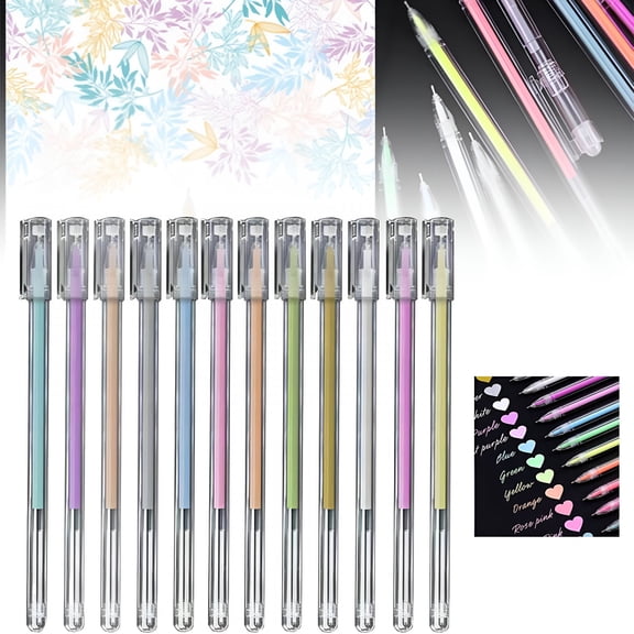 CCOCC Metallic Gel Pen,Liquid Glitter Iridescent Gel Pen for Adult Coloring,Doodling,Drawing,Scrapbooking,Card Making,Illustrations,Designs,Journaling,Set of 12(0.5 Mm/0.03 Oz)5.9Inches