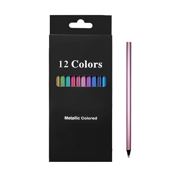 CCOCC Metallic Non-Toxic Colored Pencils, 12Pcs Professional for Adults, Drawing Set for Artists Beginners Sketching Shading, Black, 8X3.5
