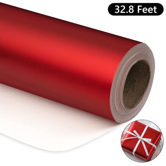CCOCC Metallic Wrapping Paper Solid Color Packaging Paper 17 Inch X 32.8 Ft Matte Wrapping Paper Gift Wrapping Paper for Wedding Birthday Christmas Bridal Shower Wrapping Paper Red