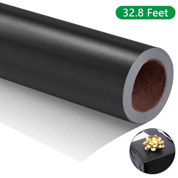 CCOCC Metallic Wrapping Paper Solid Color Packaging Paper 17 inch X 32.8 feet Matte Wrapping Paper Gift Wrapping Paper for Wedding Birthday Christmas Black