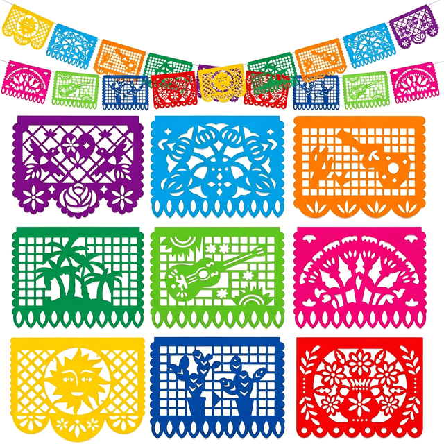 CCOCC Mexican Party Decoration,18 Feet Plastic Papel Picado Fiesta ...