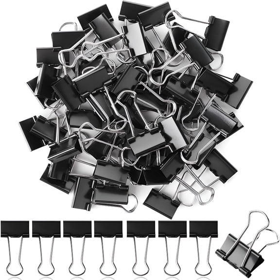 CCOCC Mini Binder 3/4 inch small black paper clip for office supplies,50 pcs