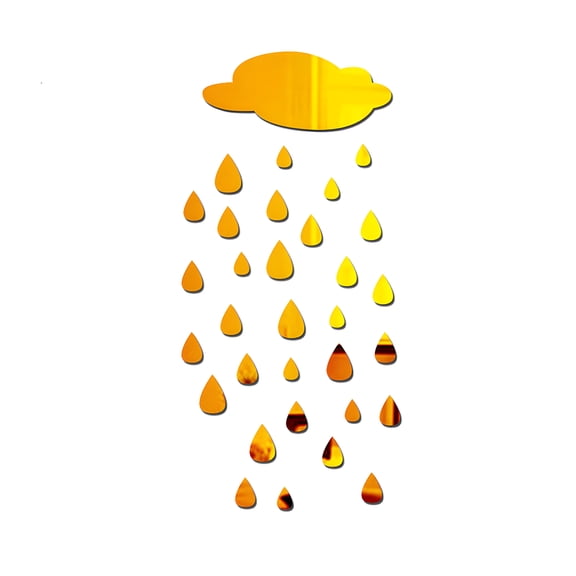 CCOCC Mirror Stickers,Shiny Scratch Resistant Design Mirror Tiles,Dreamy Raindrop Patterns Wall Decor Living Room,Gold