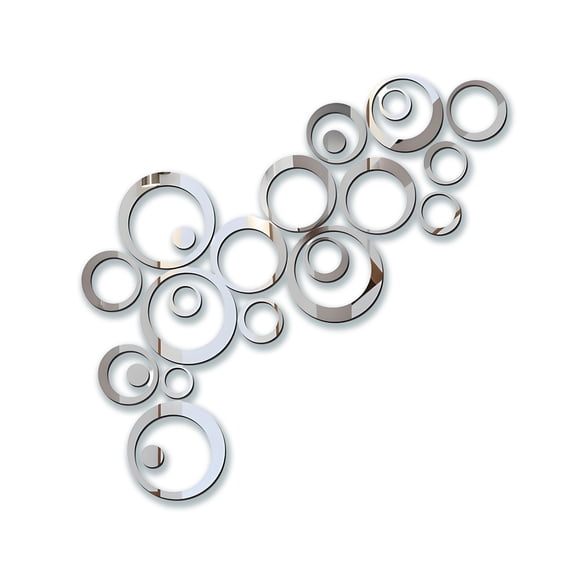 CCOCC Mirror Stickers,Sleek Circle Designs Acrylic Mirror,Reflective Mirror Finish Gym Mirrors for Home Gym,Sliver