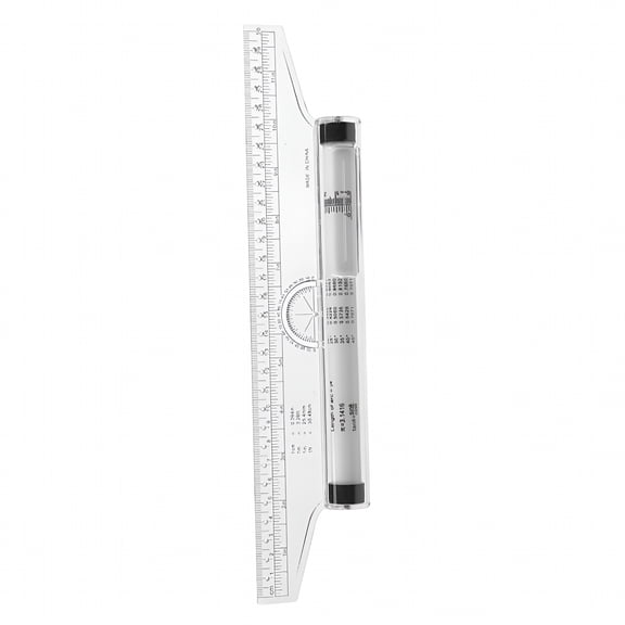 CCOCC Multi-Purpose Rolling Ruler, Plastic Measuring Drawing Tool with Protractor, Compass, and Circle Template for Design