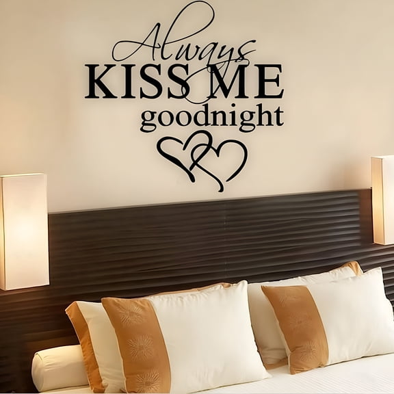 CCOCC Mural Vinyl Art Home Goodnight Wall Sticker Bedroom Decor Decal Always Kiss Me Love English Proverb Wall Sticker Wall Decals for Bedroom