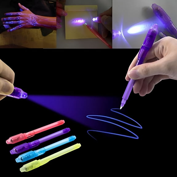 CCOCC Nite Writer Pen UV Light Pen with Invisible Ink, Fine Point, 0.5 mm, Assorted Ink Colors