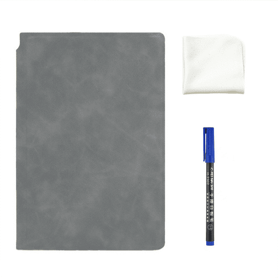 CCOCC Notebook Portable A5 Dry Erase Notebook Double Sided Convenient Writing Surface Reusable Whiteboard Notebook with Wipe and Dry-erase Marker Gray 5.8*9.2"