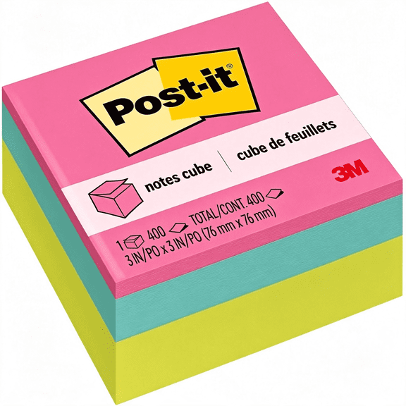 CCOCC Notes Cube, 400 Total Notes, 3" X 3", Bright Colors Sticky Cubes
