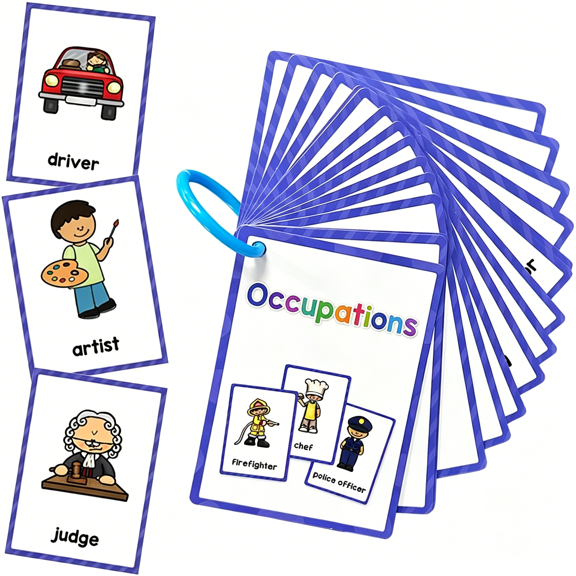CCOCC Occupations English Learning Flashcards, High Frequency Words, Beginning Reading, Kindergarten ESL Teaching Materials, Autism Learning Materials, Vocabulary Building, 15 Cards, 28 Words