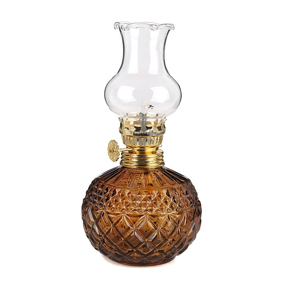 CCOCC Oil Lamps for Indoor Use,Classic Doorbell Glass Lamp,Charming Old-Fashioned Appeal Retro Lamp,Brown