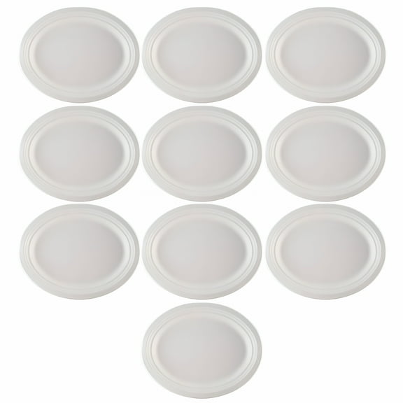 CCOCC Oval Paper Plates White 12 Inch Large Paper Plates Disposable Plates Heavy Duty Paper Dinner Plates Bulk