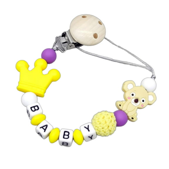 CCOCC Pacifier Clip,Food-Grade Silicone Binky Clips,Cute Design Safe Use Pacifier Clips Baby Girl,Yellow