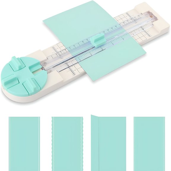 CCOCC Paper Cutter, 4 in 1 Paper Trimmer Photo Cutter, Scrapbook Papers Craft Cutter with Dial Blades of Straight, Wave, Perforated, Creasing for Cutting Papers, Coupons, Postcards, Card (Green)