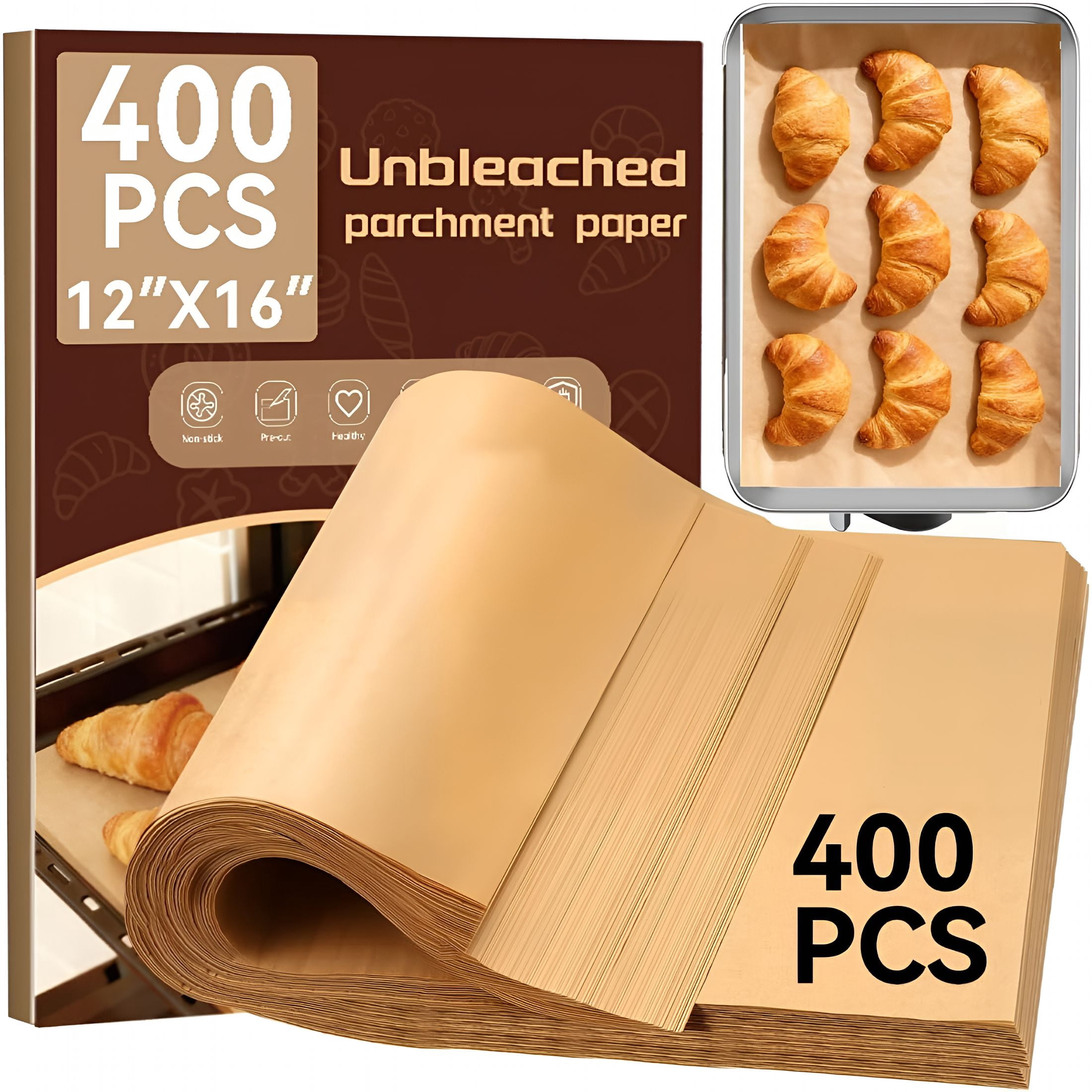 CCOCC Parchment Paper Baking Sheets,12"X16"Unbleached Precut Half Parchment Paper for Baking,Non-Stick Baking Paper for Baking,Grilling,Steaming Bread Cookies,Oven,Air Fryer,Microwave