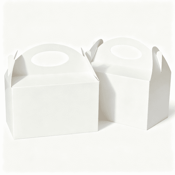 CCOCC Party Favor Boxes White 12 Pcs,Small Treat Boxes with Handles 6 Inch Gable Candy Boxes Paper Gift Bags for Kids Birthday Baby Shower Bridal Shower and Wedding,1 Count (Pack of 12)