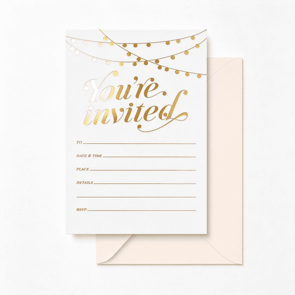 CCOCC Party Invitations 25 Gold Foil Traditional Invitations Envelopes Wedding Baby Bridal Shower Invite Housewarming Birthday Girls Quinceanera Invite Cards Every Celebration 4X6