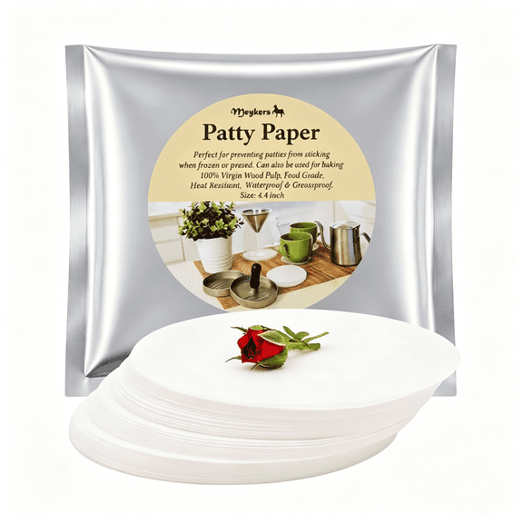 CCOCC Patty Paper Sheets for 4/4.5In Burger Press ,500Pcs Round ,Hamburger Maker Non-Stick Heat Resistant Circle Waxparchment Paper Chaffle Cookie Cake Bake