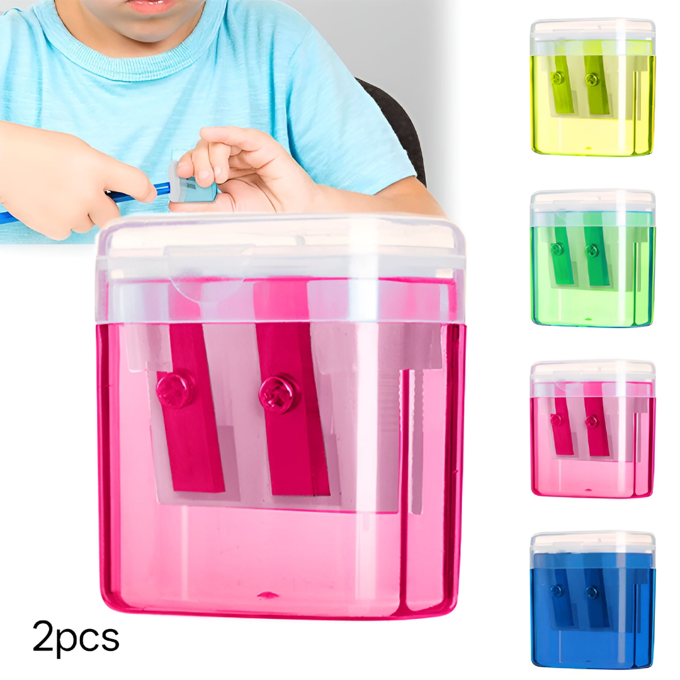 CCOCC Pencil Sharpener Dual Hole Manual Red, Jumbo Crayon Sharpener ...