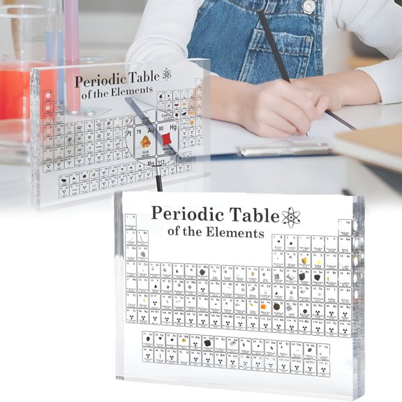 CCOCC Periodic Table with Real Elements Inside 83 Samples Acrylic Display Stand Chemistry Chart for Students Teachers Science Lovers