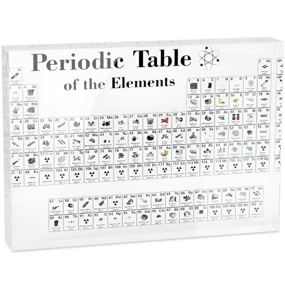 CCOCC Periodic Table with Real Elements Inside - Acrylic Periodic Table with Elements Samples Gifts for Science Student Teacher 150x114x20mm