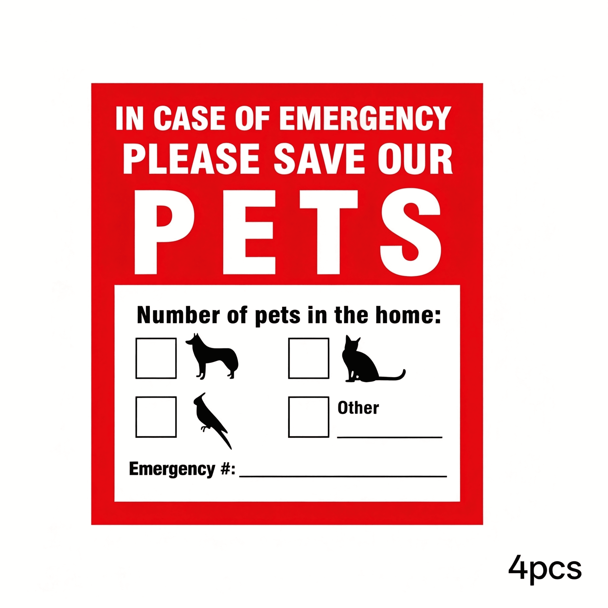 Large Save Sticker CCOCC Pet Alert Fire Rescue Sticker,In Case of Emergency Please Save ...