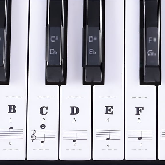 CCOCC Piano Keyboard Stickers for Beginners, Reusable & Protective Piano Key Labels, Piano Note Stickers Overlay for Full Size Pianos (Black)