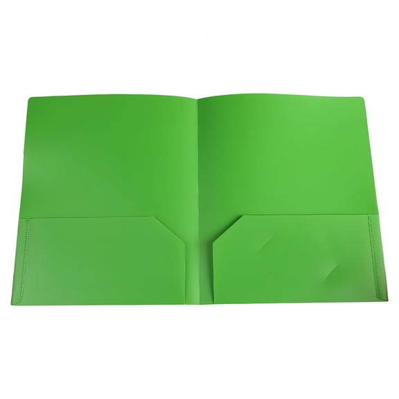 CCOCC Plastic Folders with Pockets No Prongs Heavy Duty Plastic Two Pocket Folders Standard Letter Paper Folder 2 Business Card Folders Plastic Folders Green