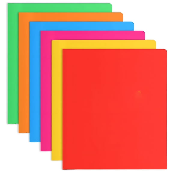 CCOCC Plastic Folders with Pockets 6 Color Two Pocket Folder Business Card Holder for Office High