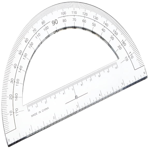 CCOCC Plastic Protractor, 6-Inch Long, Clear