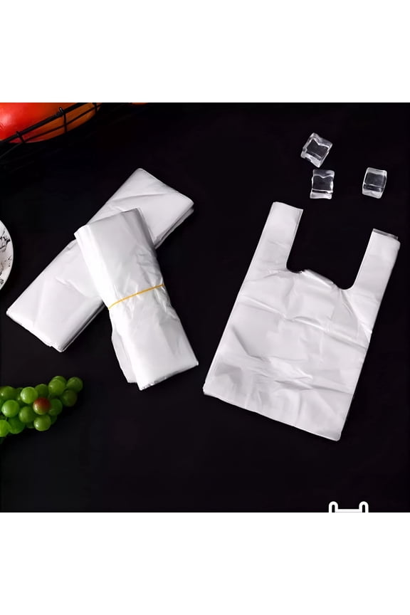 CCOCC Plastic T-Shirt Bags with Handles,18.5"x11.8" 100 Pcs Clear Grocery Shopping Bags