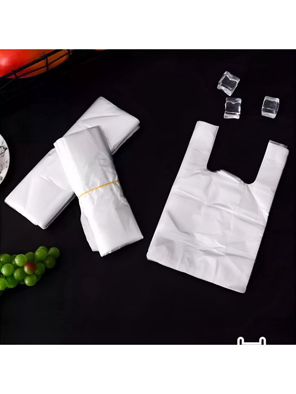 Plastic T-Shirt Bags with Handles,18.5"x11.8" 100 Pcs Clear Grocery Shopping Bags