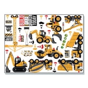 CCOCC Playroom Wall Decor,Eco Pvc Construction Design Playroom Decor,Bright Yellow Vehicles Wall Decals,Style1